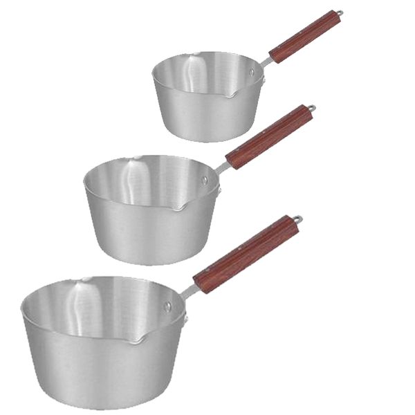 Milk Pan Aluminum with wooden handle (Set of 3pc)