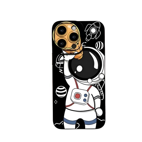 Space Explorer Silicone Case Compatible with iPhone 15 Pro/15 Pro Max-Black