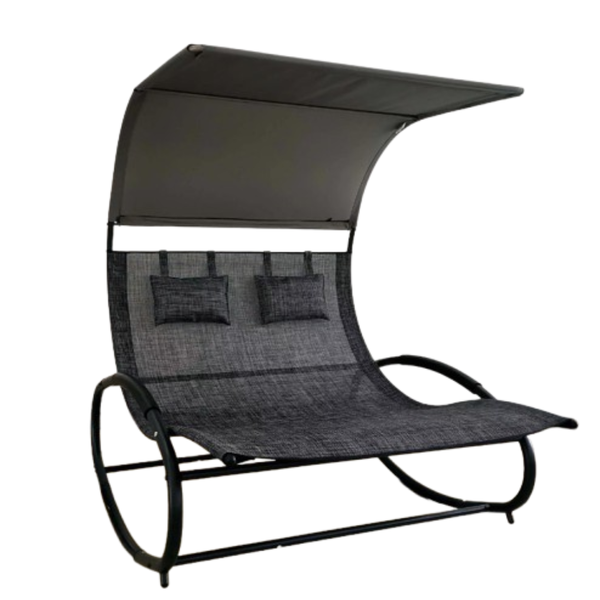 Modern Outdoor Double Chaise Lounge with Canopy