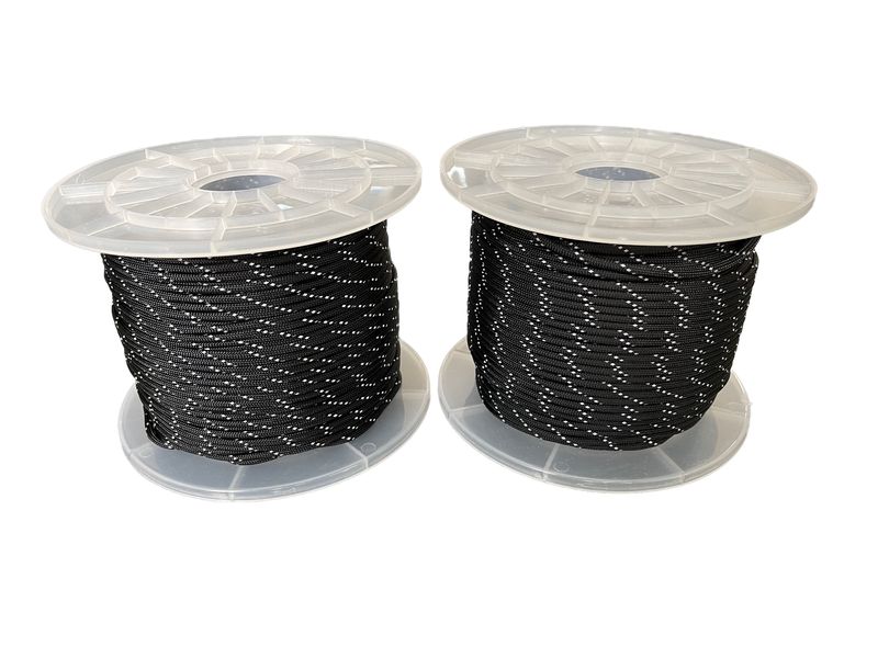Paracord 550 Type III - Nylon - Black with Reflective Marker