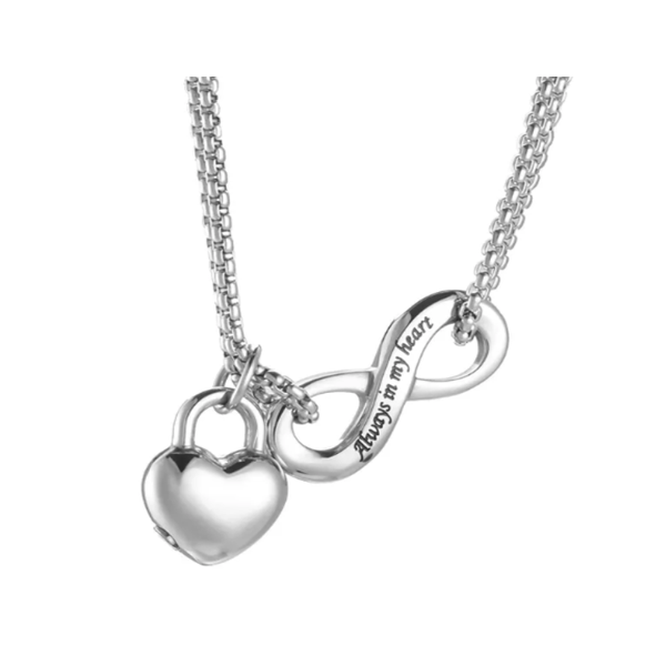 Reptronic -Memorial Pendant with Infinity and Lock shaped in a heart