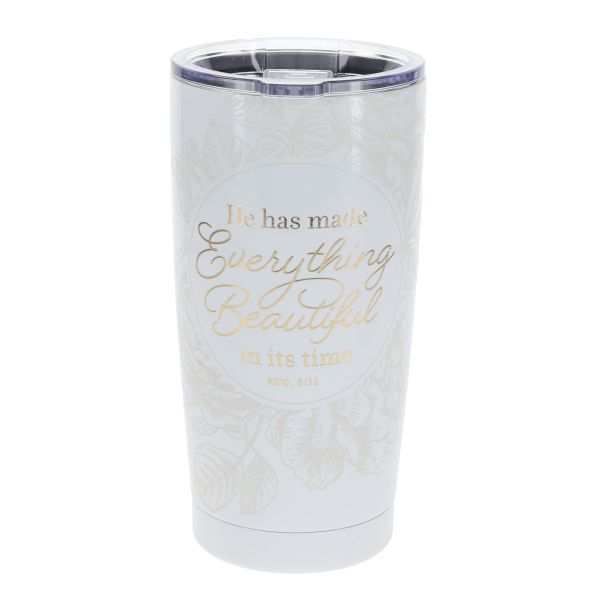Stainless Steel Travel Mug - He Has Made Everything Beautiful, White