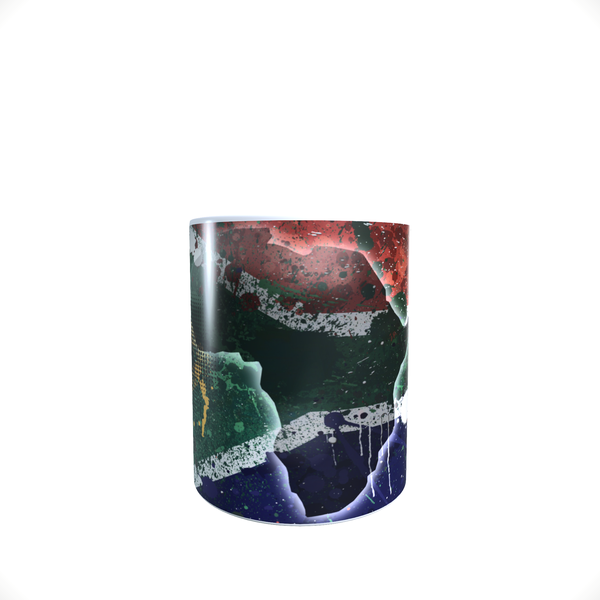 South Africa - Flag With Africa Silhouette - Coffee Mug