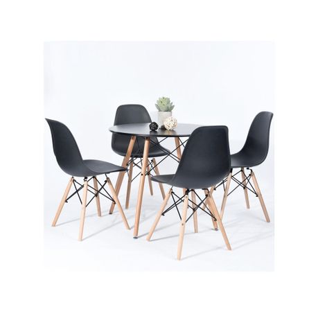 Modern Wooden Round Dining Table with 3 Set of Soft Padded Chairs