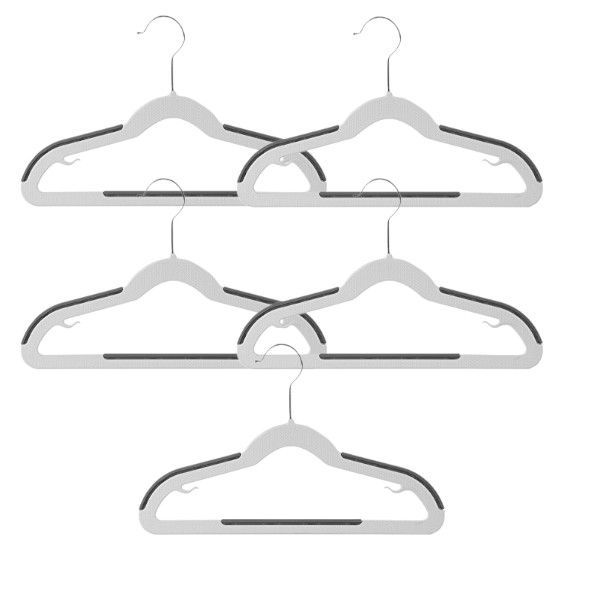 Non-Slip Clothes Hangers with Blue Grip - White - 5-Pack