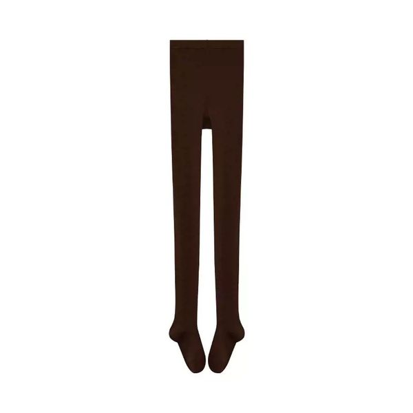 Women's Brown Thin Fleece Footed Tights x 2