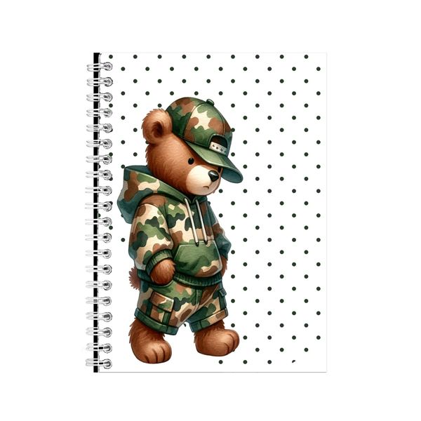 Camo A5 Notebook Spiral and Lined Funky Bear Lover Graphic Notepad Gift 192