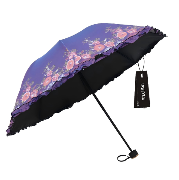 Folding Umbrella UPF50+ Flower Embroidery Umbrella Princess Umbrella