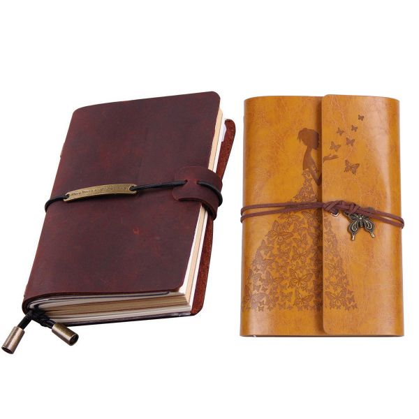 Handmade Traveler'S Notebook Leather Travel Journal Notebook Red Wine