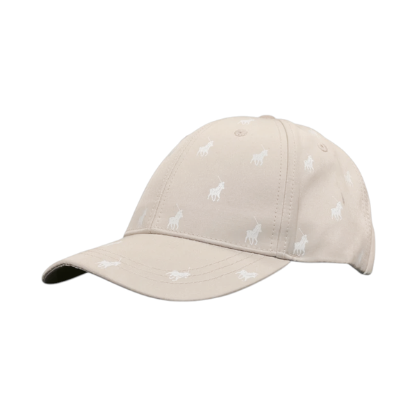 Polo Mens Monogram 6 Panel Peak Cap Baseball Cap - Cream