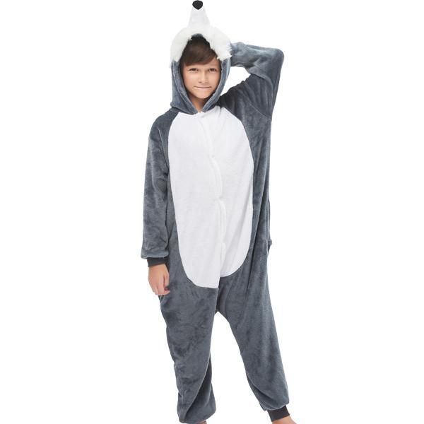 Kids Grey Wolf Onesie