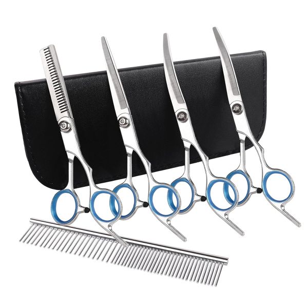 Professional 6-in-1 Pet Grooming Scissors Tools Set With Storage Case