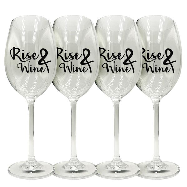 Rise and Wine Stemmed Wine Glasses- Set of 4