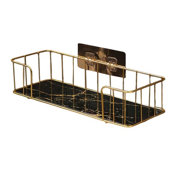 Marble Texture Wall Mounted Bathroom Countertop Organizing Shelf