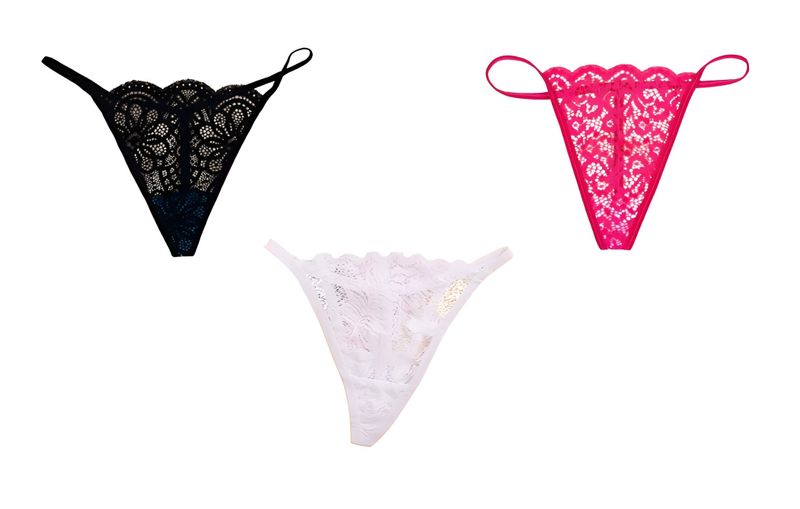 Women's Lace G-String Thong Underwear T-Back Panties Pack of 3