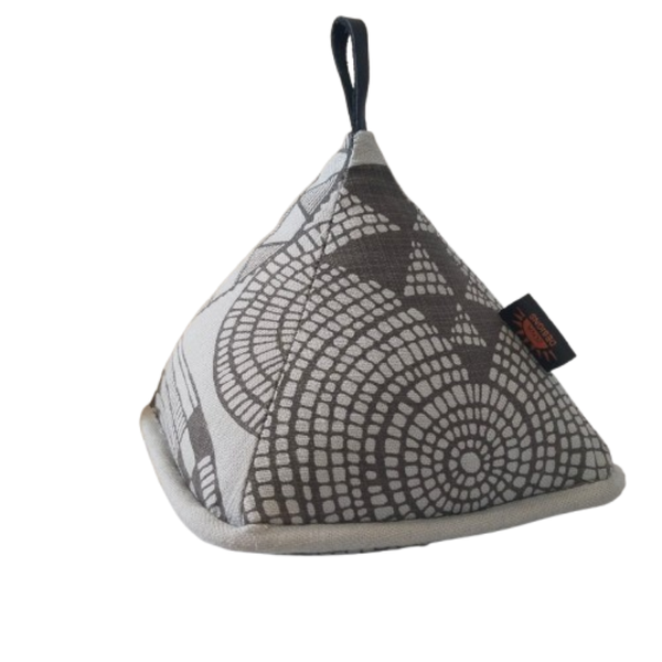 Hand-Printed Grey Batswana Basket - Cotton Pyramid Doorstop