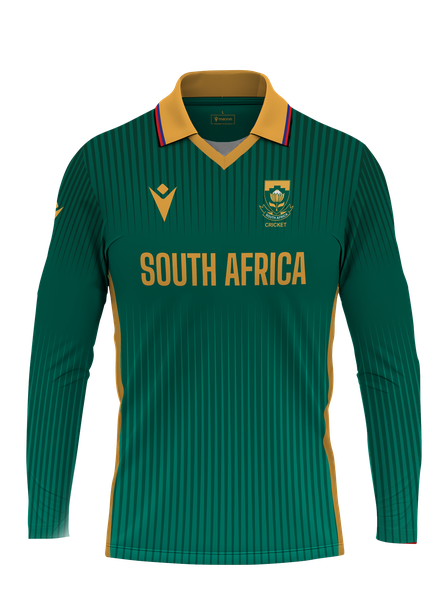 Macron Men's CSA ODI Proteas Long Sleeve Replica Home Jersey