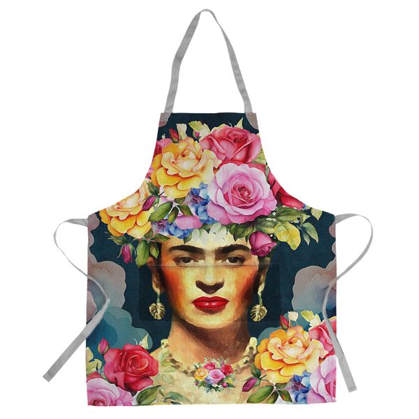 Floral Corona Frida Kahlo Medium Length Apron