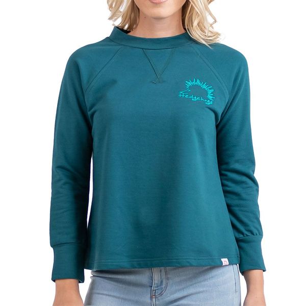 Hedgehogs-Womens-Primrose Raglan Crew-Teal
