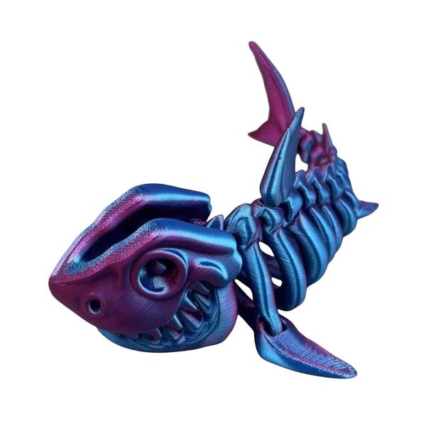 Kids 3D Realistic Flexable Skeleton Shark Figure Ornamental Toy (17.5cm)