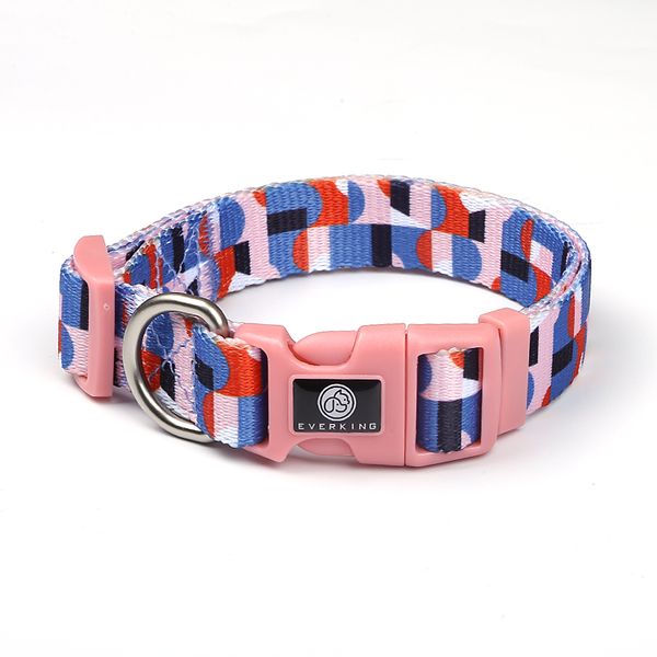 Pink Dog Collar with Fun Geometric Design