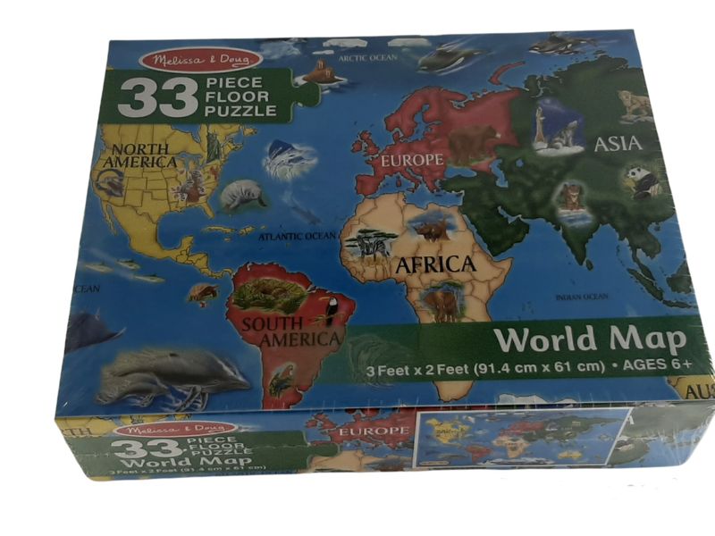 Melissa &amp; Doug : World Map - 33 Piece Educational Puzzle