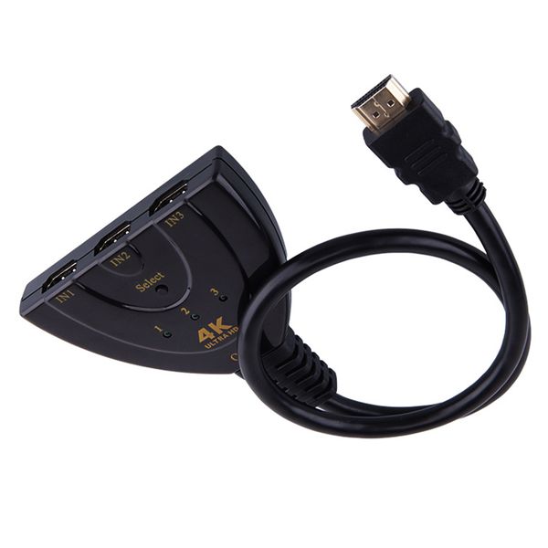Mini 3 Port HDMI Switch Adapter Cable - HD Switch - Black