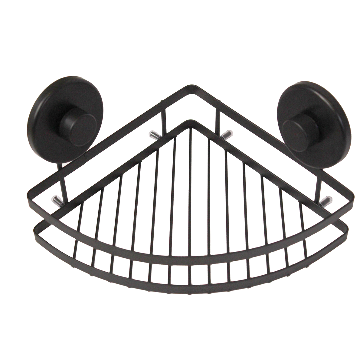 Shower Rack Caddy, No Drill, 20x20x12.5cm, Suction Cups, Matt Black