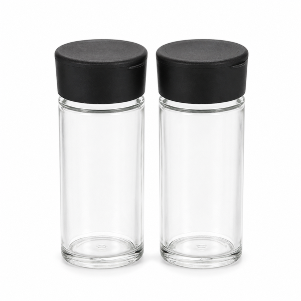 Salt and Pepper Glass Seasoning Shakers with Sifter Lids - 2 Pack