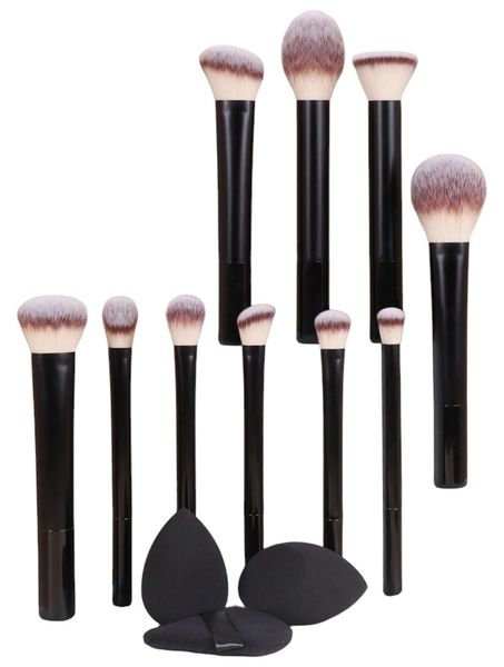 13 Piece Makeup Brush &amp; Beauty Sponge Set - Black