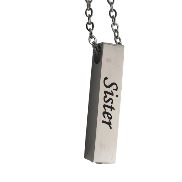 Sister Memorial Pendant &amp; Chain - Stainless Steel Cremation Jewellery
