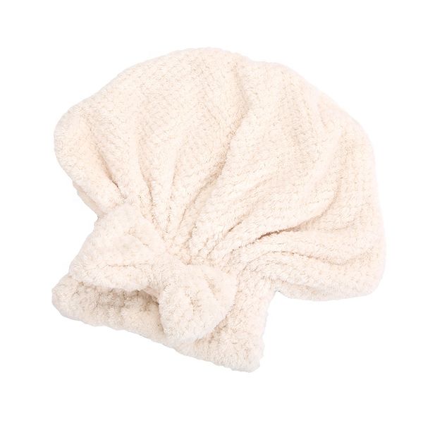 Hair Bowknot Turban Towels Cap - White