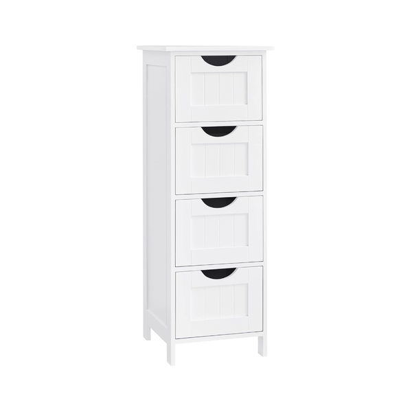 White Storage Cabinet with 4 Drawers - Compact Home Organizer