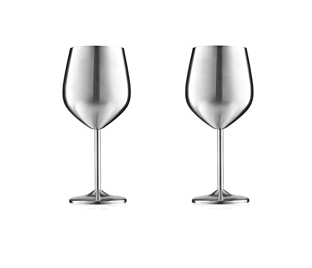 Two Stainless Steel Wine Glasses, Unbreakable Wine Glasses for Travel