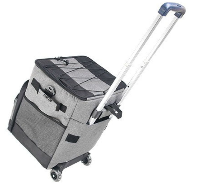 Trade Kite 35L Foldable Insulated Trolley Cooler Bag with Wheels - Grey