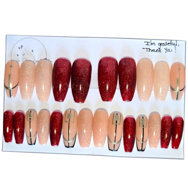 Press on nails - long coffin set - 2 color