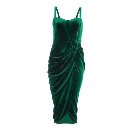 Quiz Ladies Bottle Green Velvet Ruched Midi Dress Shop Today. Get it Tomorrow takealot