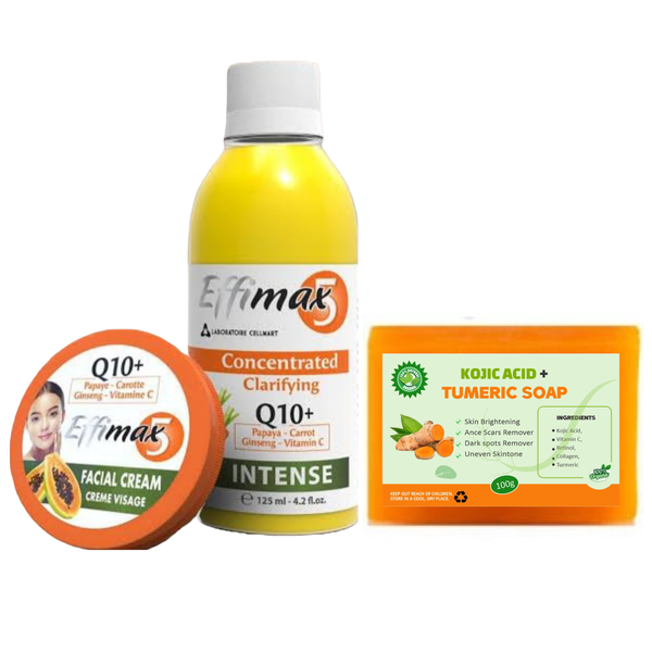 Effimax Lotion, Face Cream Q10+ And Kojic Acid &amp; Tumeric Soap