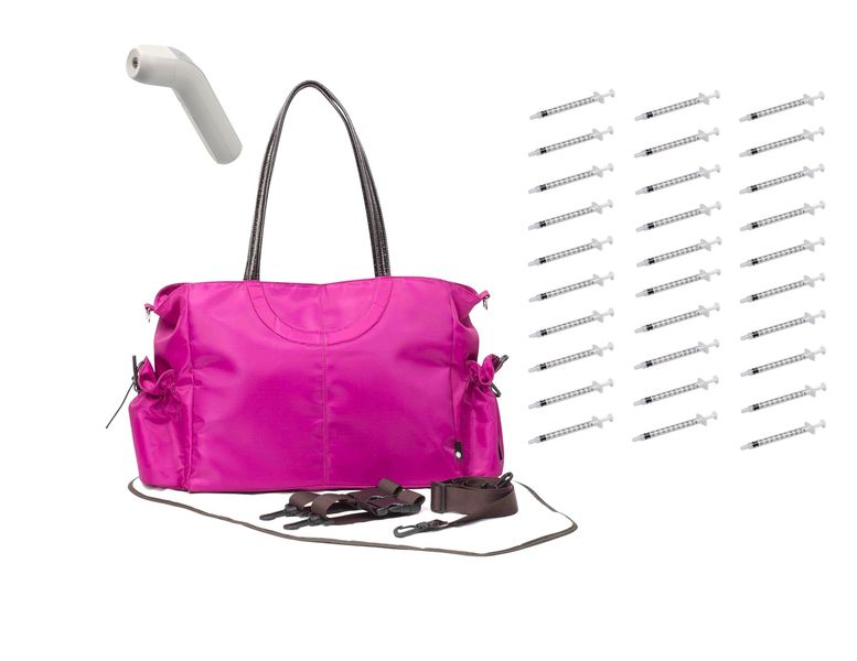 Newborn Baby Essential Kit W Pink Nappy Bag, Thermometer, Medicine Bottle