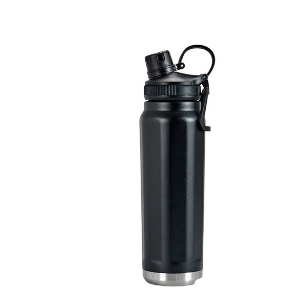 800ml Double Walled Insulated Stainless Steel Flask Water Bottle - Black