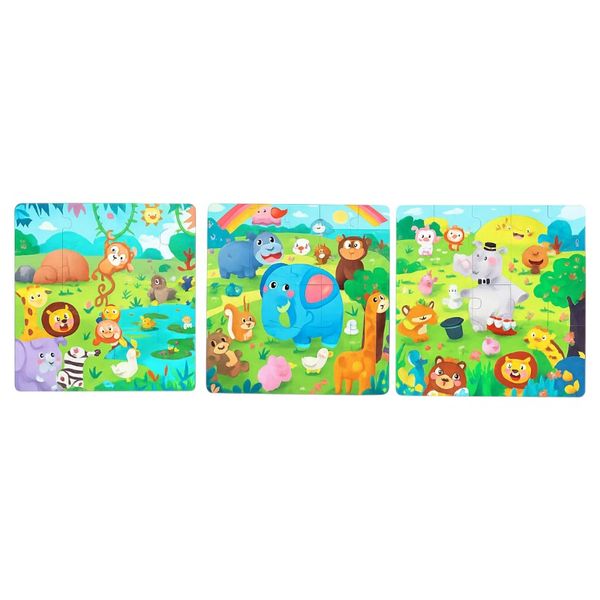 Forest Party Edition Educational Magnetic Puzzle Set - Blue - 3 Piece