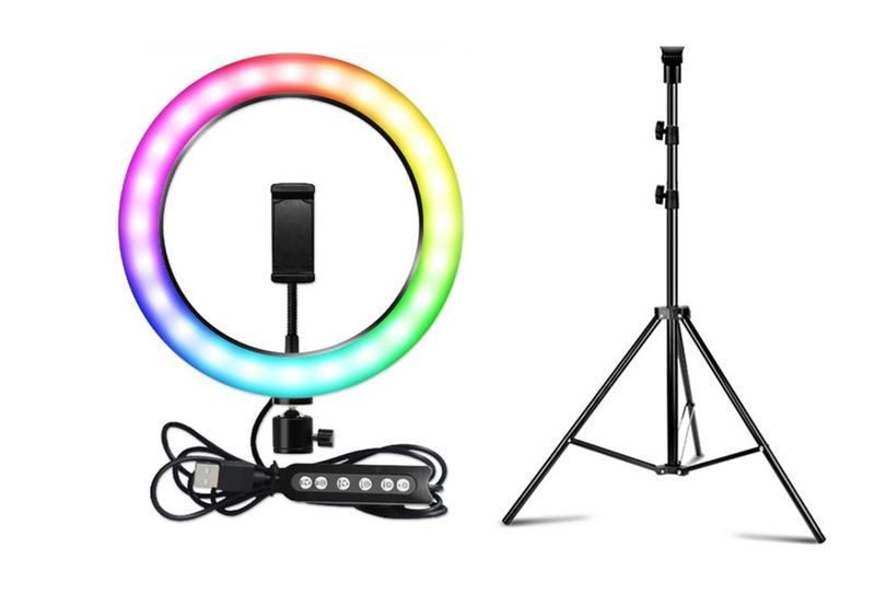 (SI-S/R/L-260) 10" RGB LED Soft Ring Light &amp; Telescopic Tripod