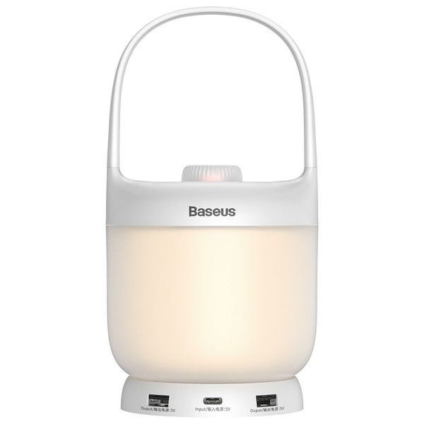 Baseus Moon-White Series Knob Stepless Dimming Portable Lamp Type-C + 2xUSB