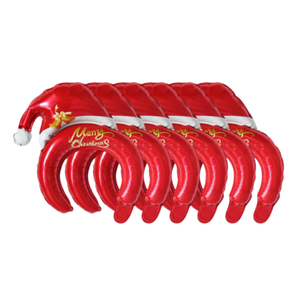 Cabs 6pcs Red Christmas Hat Headwear Balloon Set