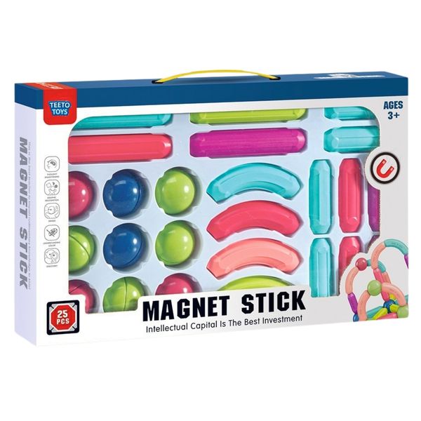 TEETO TOYS - Magnetic Building Blocks - STEM Construction Toy for Toddlers - 25-Piece Set