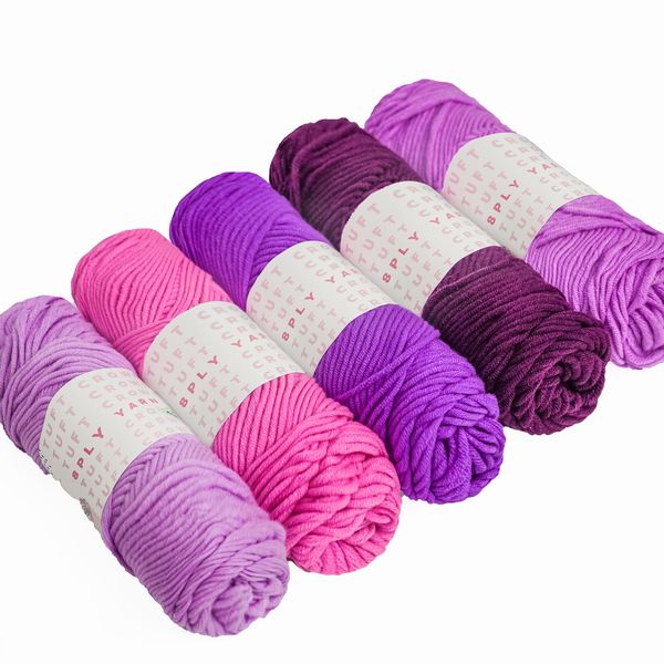 TUFT CROWD - Purple Yarn, 8-ply Tufting Yarn ( 5 x 100g ) , Knitting Yarn