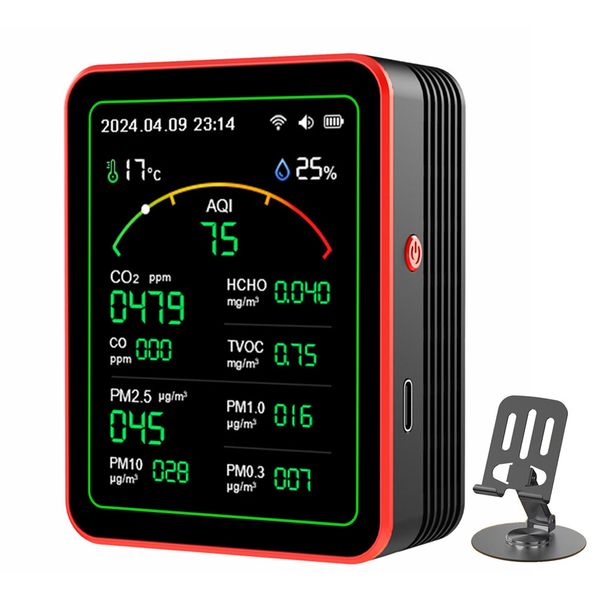 15-In-1 Tuya Smart Air Quality Detector With Stand.