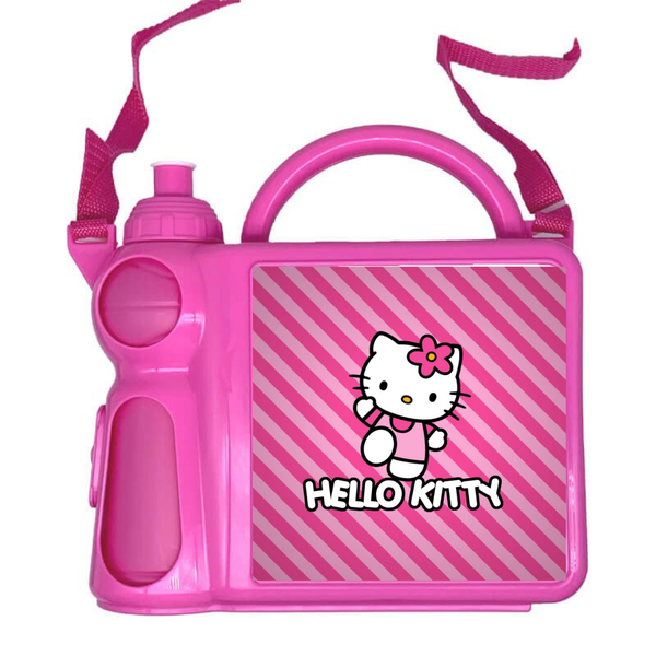 Kids Hello Kitty Pink Plastic Lunch Box and Water Bottle