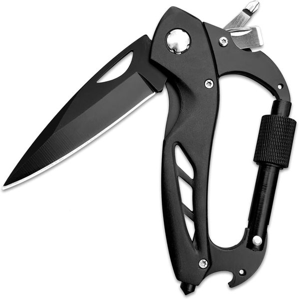 Multitool Carabiner with Pocket Knife, Stocking Stuffers Gifts for Men