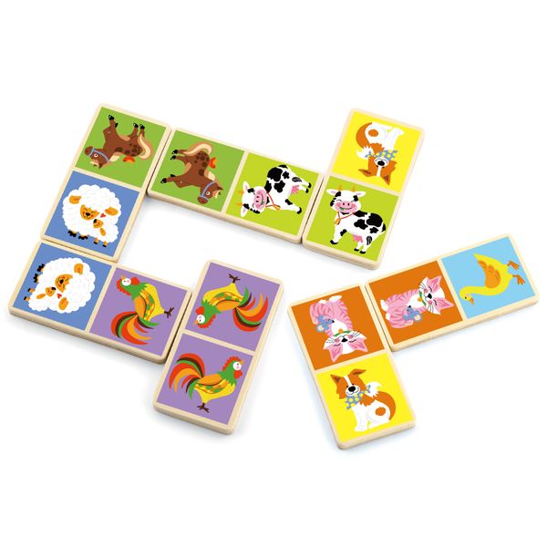 Wooden Dominoes - Farm - Educational Matching Game